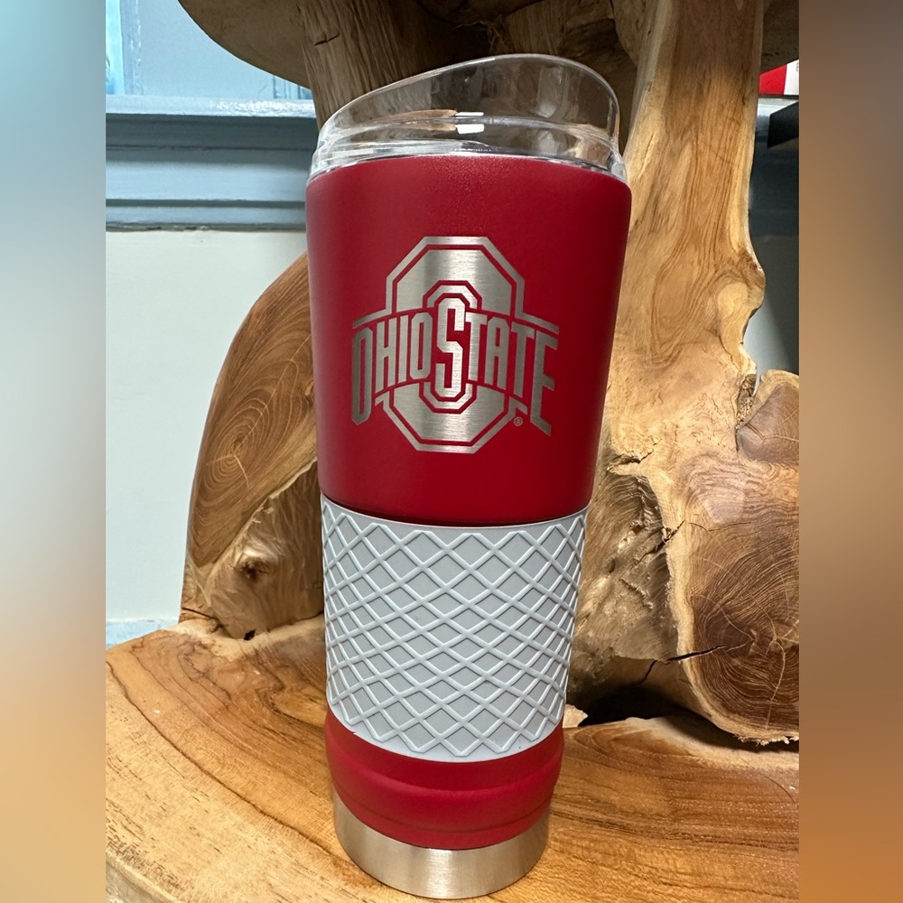 OHIO STATE Thermo Tumbler Red w/ Gray Rubber Grip.